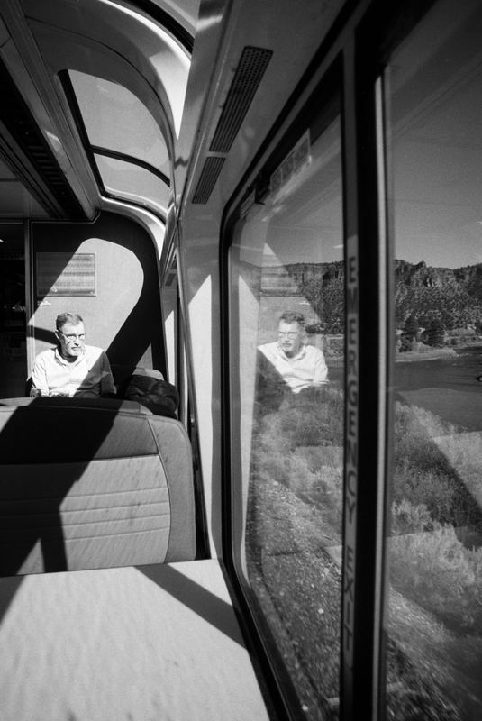 Reflected in the train window